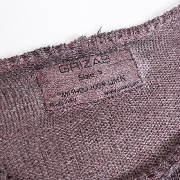 Grizas Washed Linen Sweater Oversized Purple Brown Lagenlook Boho - Picture 5 of 16